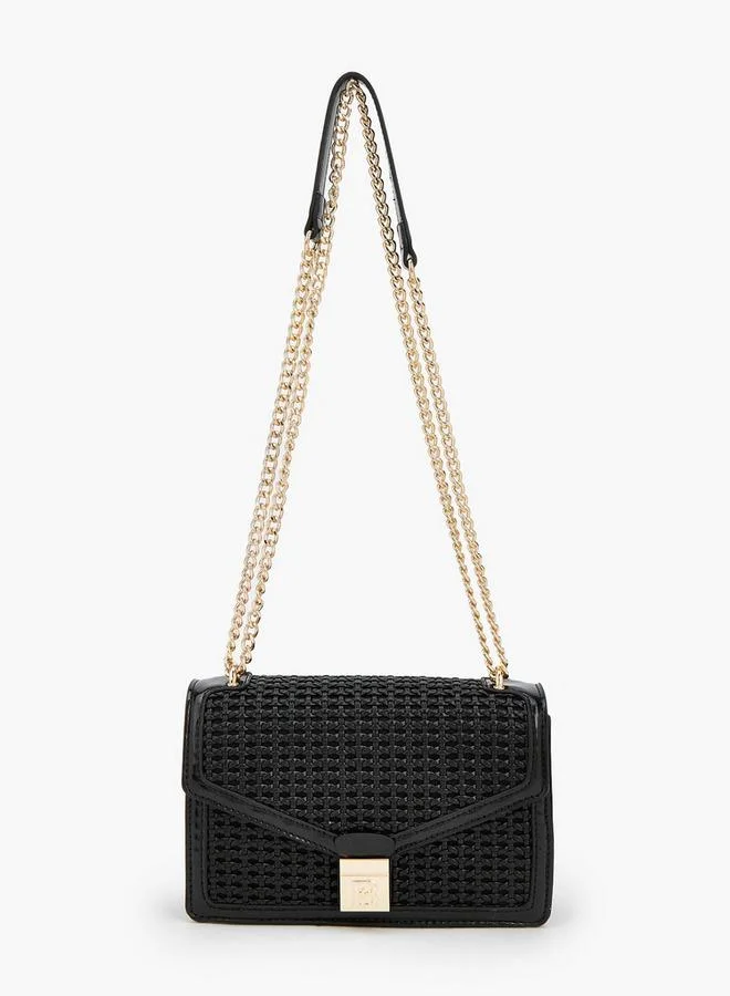 Flora Bella By Shoexpress Flora Bella Textured Crossbody Bag With Chain Strap